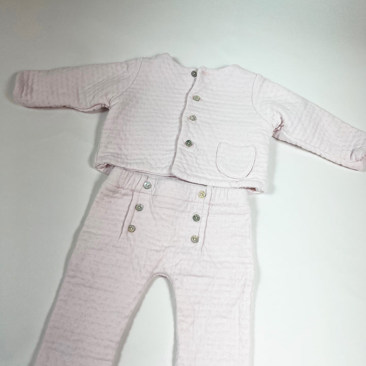 Tartine et Chocolat pink quilted cardigan and pants set 1M