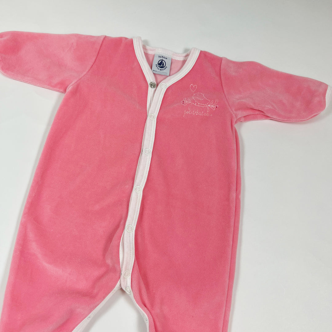 Petit Bateau rosa Vogel Samtpyjama 1M/54