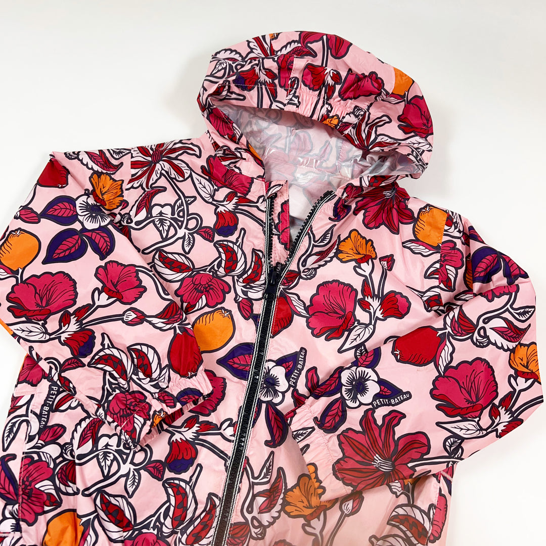 Petit Bateau pink floral thin rain jacket with hood 4Y/104
