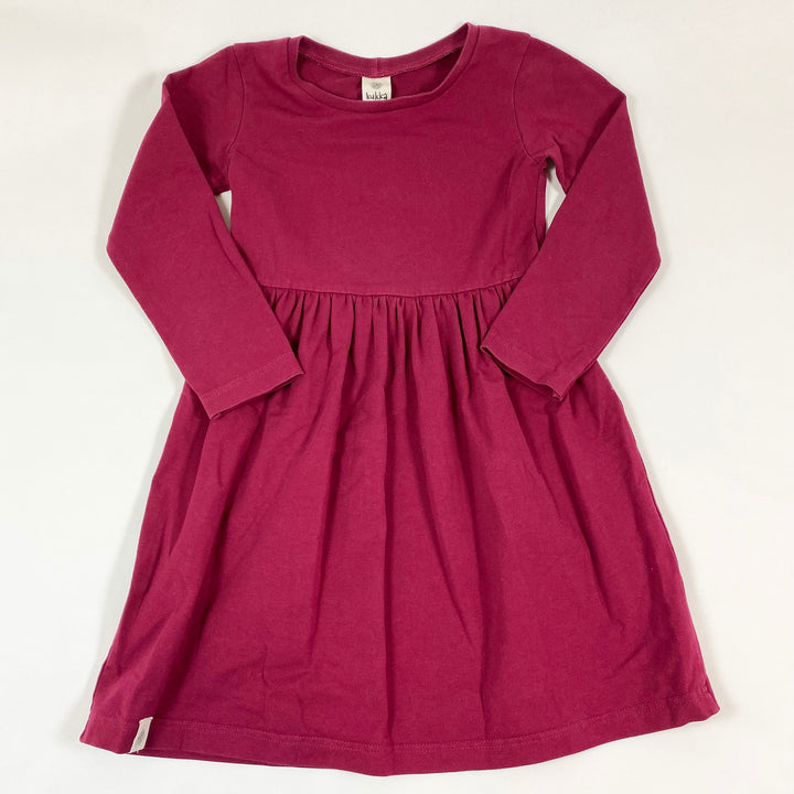 Kukka Kids beerenfarbenes langärmeliges Jerseykleid 110/116
