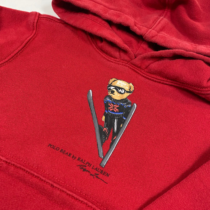 Ralph Lauren red ski bear sweater with hood 3/3T